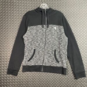 Express Gray Black Full Zip Up Casual Wear Hoodie‎ Fleece Sweater Men's Size M